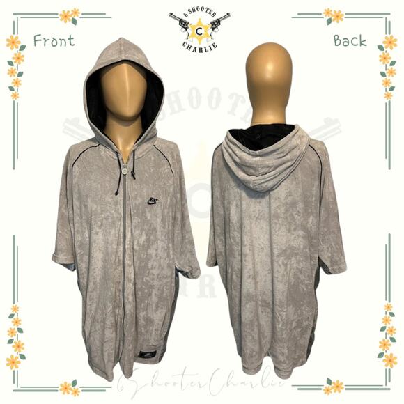 Y2K Nike Classic Hoops Terry Cloth Full Zip Hoodie Mens Size 2XL Gray Mesh Lined - Picture 1 of 11